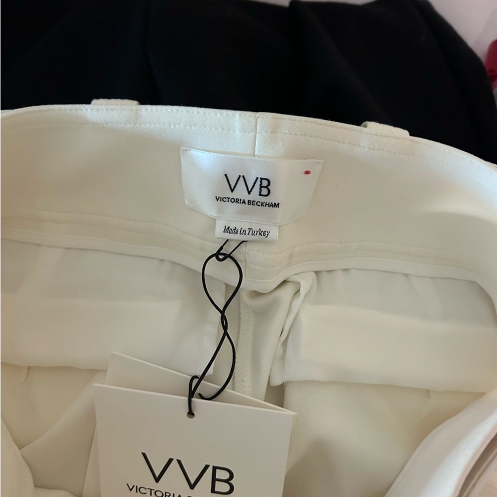 NWT VB Belted Wide‑Leg Stretch Ponte Pants in Ivory Victoria Victoria Beckham - Picture 14 of 14